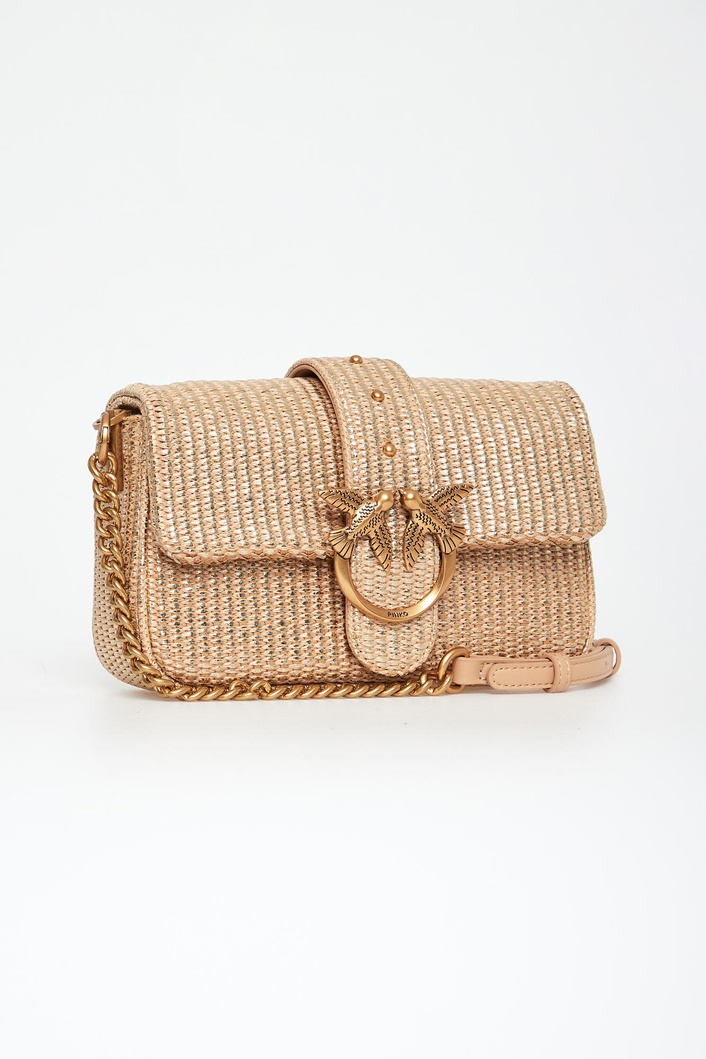 Torebka damska Love One Mini Slouchy Rafia Laminata PINKO