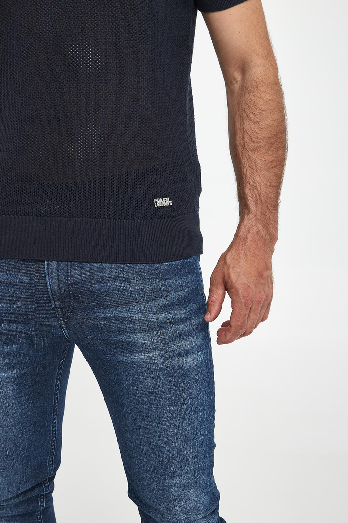 Polo męskie z dzianiny ażurowej KARL LAGERFELD