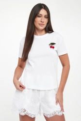T-shirt damski z broszką TWINSET