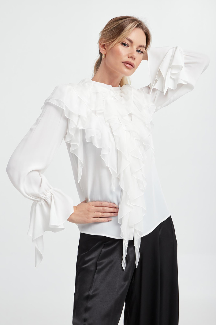 Bluzka damska z żabotem Raggio PINKO