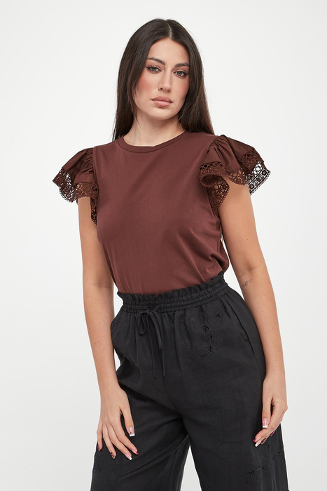 T-shirt damski z koronką TWINSET