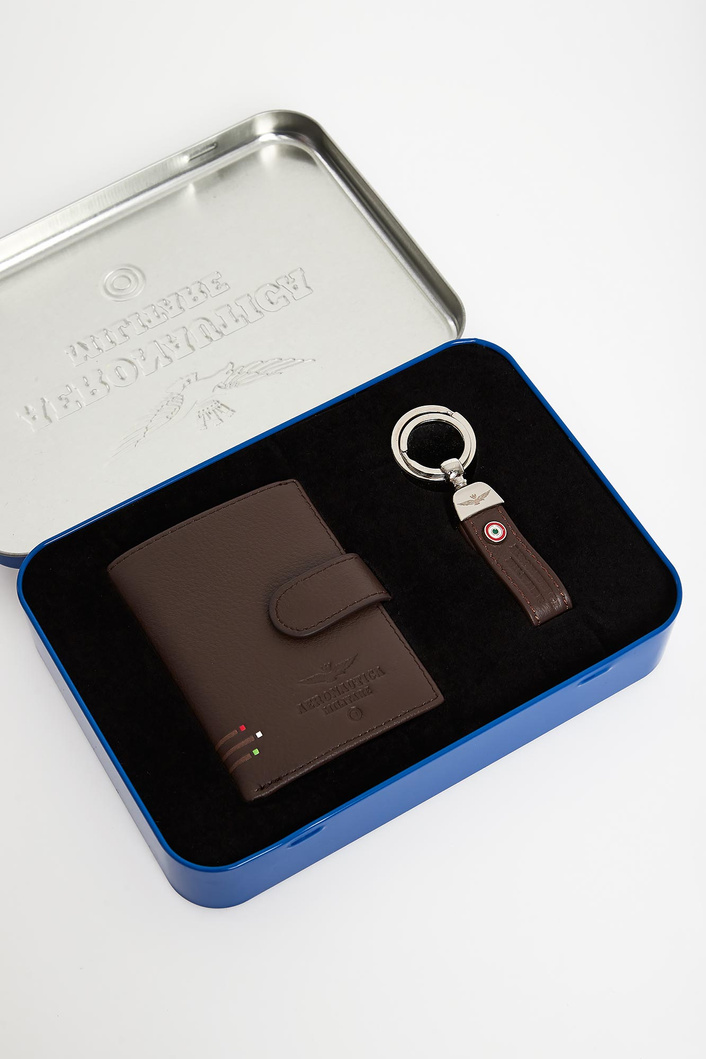 Komplet portfel + brelok męski skórzany AERONAUTICA MILITARE