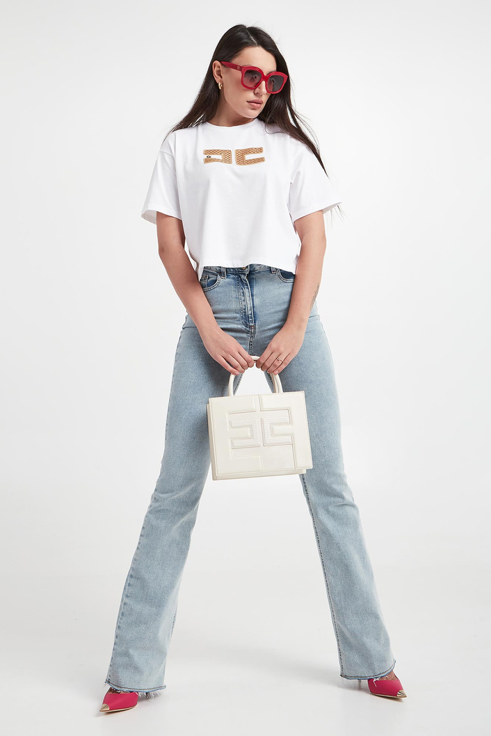 T-shirt damski cropped ELISABETTA FRANCHI