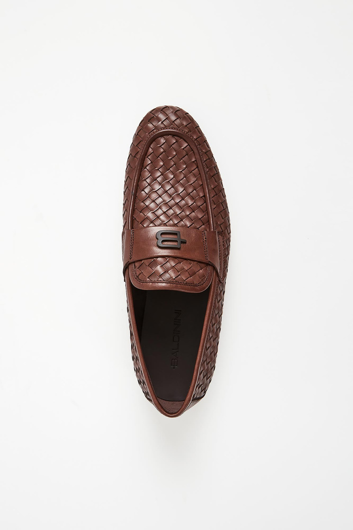 Loafersy męskie plecione skórzane BALDININI