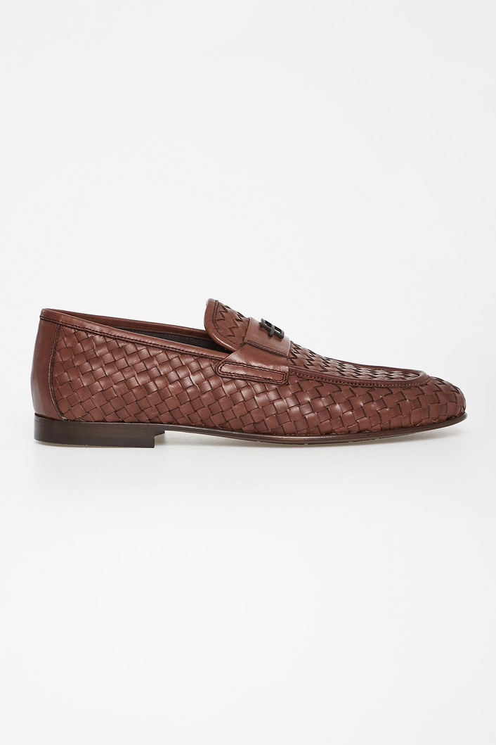 Loafersy męskie plecione skórzane BALDININI