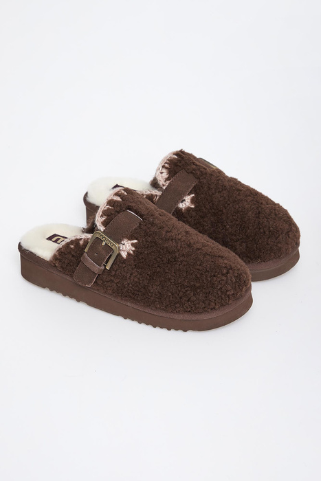 Klapki damskie skórzane Curly clog eskimo MOU