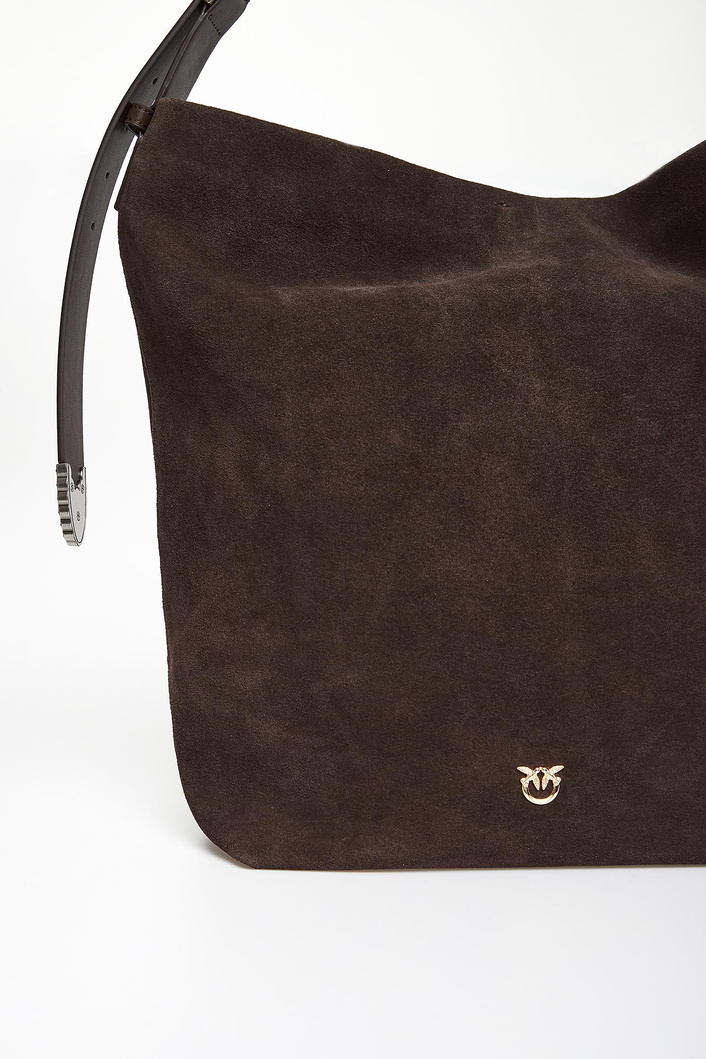 Torebka zamszowa Bucket Big Trittico PINKO