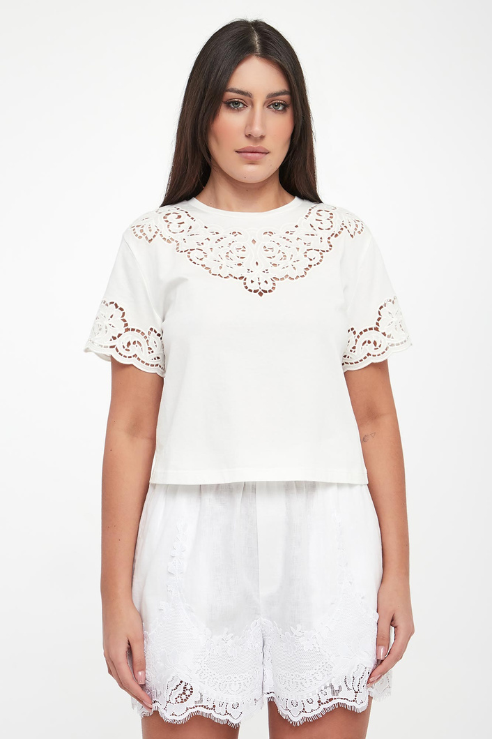 T-shirt damski z koronką TWINSET