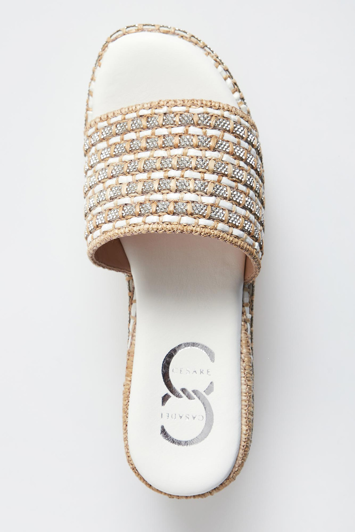 Klapki damskie skórzane na koturnach CESARE CASADEI