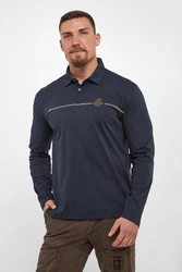 Longsleeve męski z kołnierzem polo AERONAUTICA MILITARE
