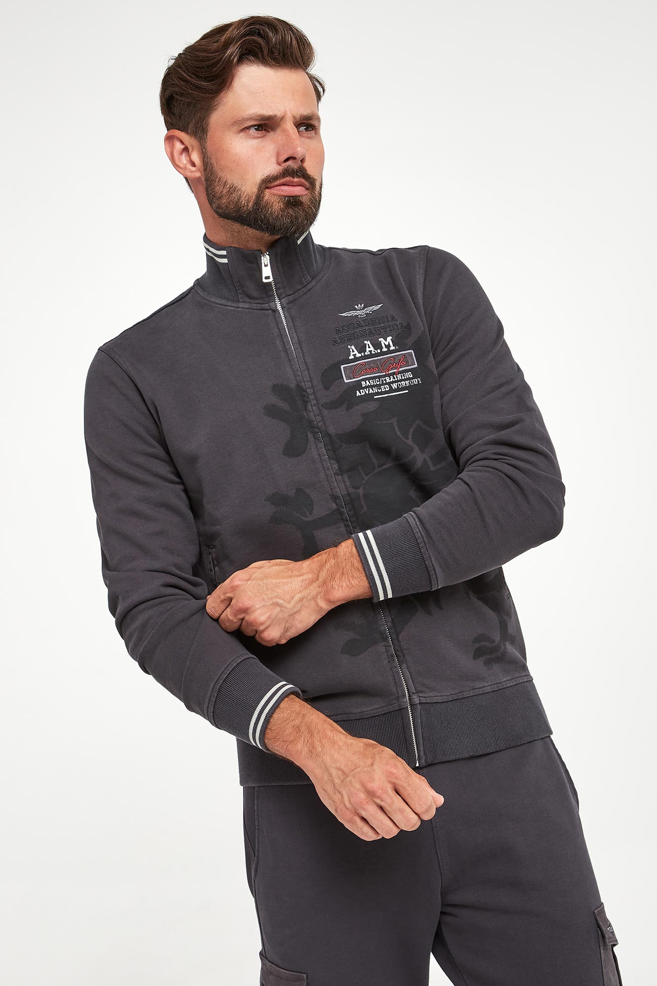 Bluza męska AERONAUTICA MILITARE Grafitowy Regular