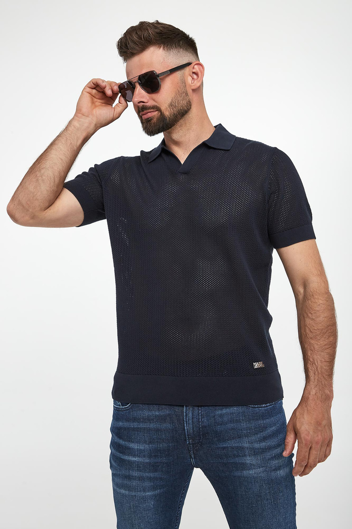 Polo męskie z dzianiny ażurowej KARL LAGERFELD