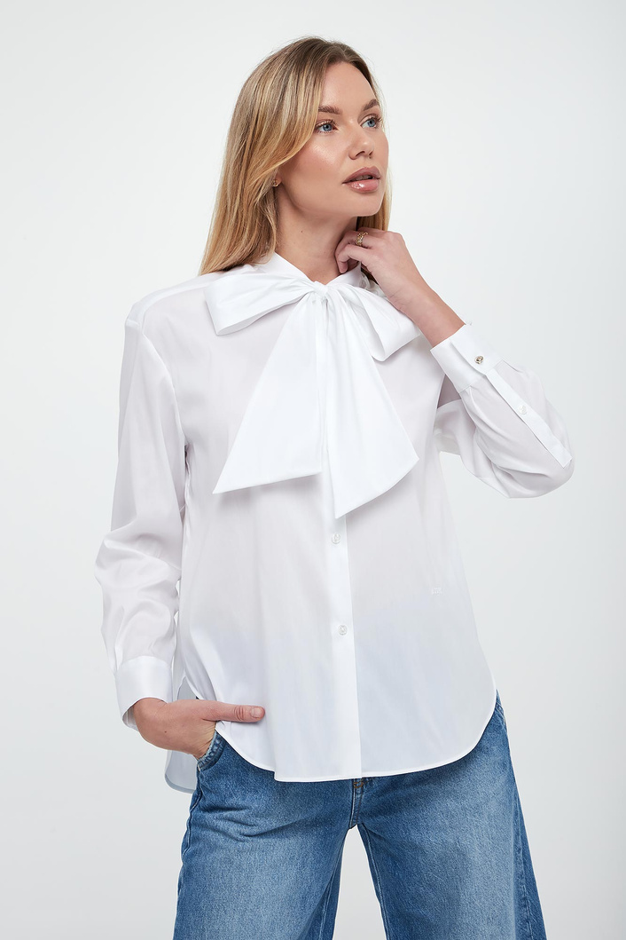 Koszula damska popelinowa z kokardą Bernarda JOOP!