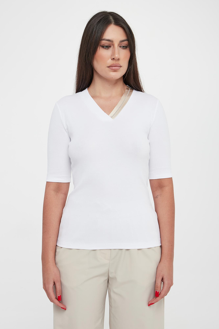 T-shirt damski prążkowany PESRICO