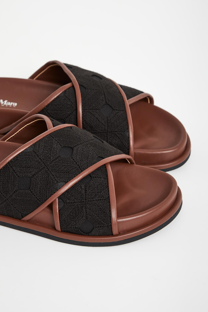 Klapki damskie skórzane Peonie MAX MARA BEACHWEAR