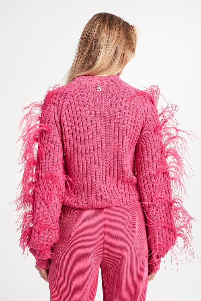 Sweter damski wełniany z piórami PATRIZIA PEPE