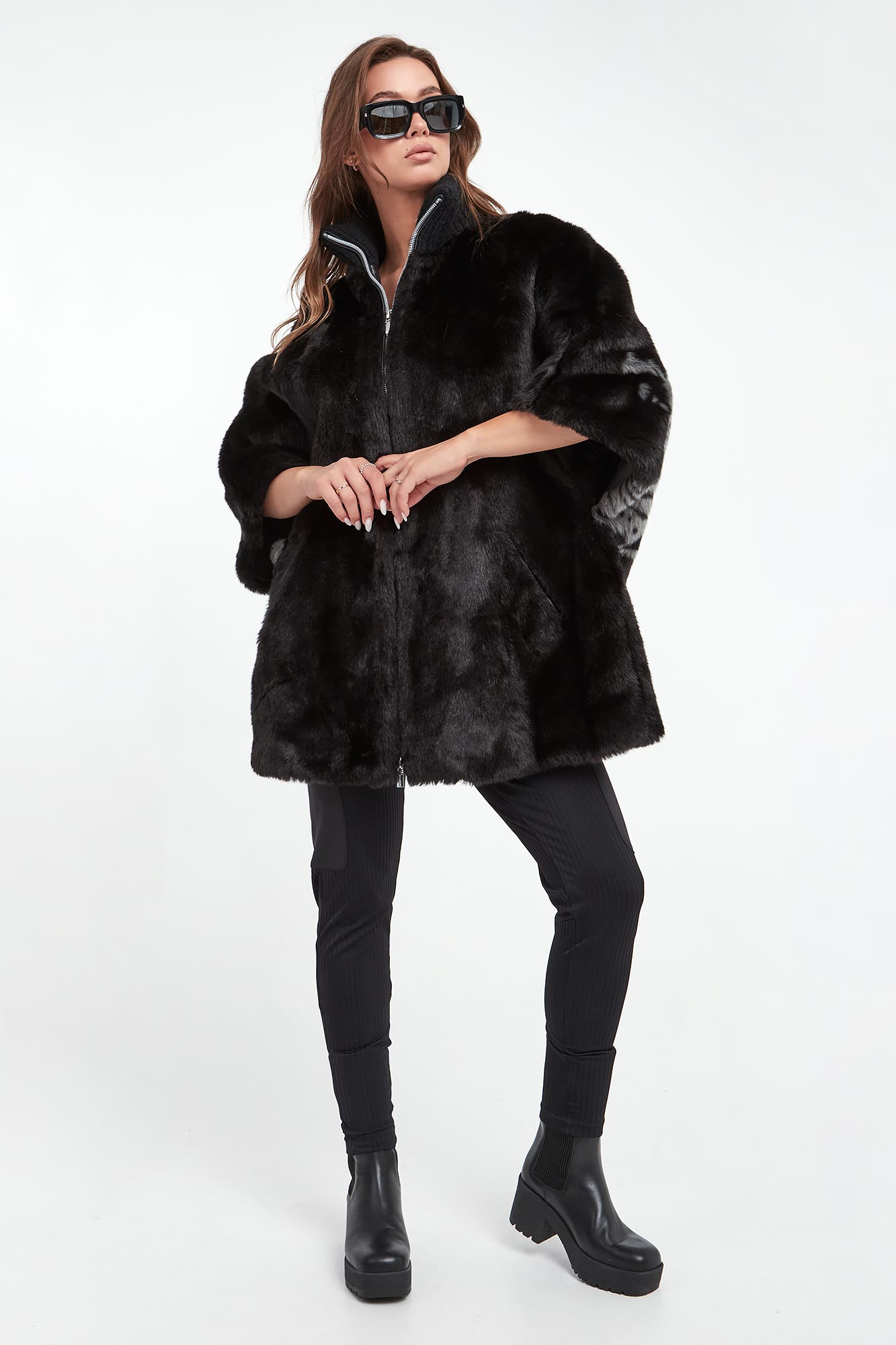 Futro damskie DIEGO M Czarny Oversize