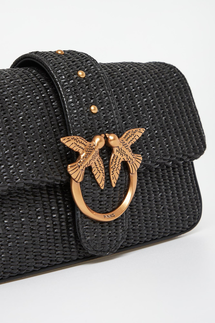 Torebka damska z rafii Mini Slouchy Fl Rafia PINKO