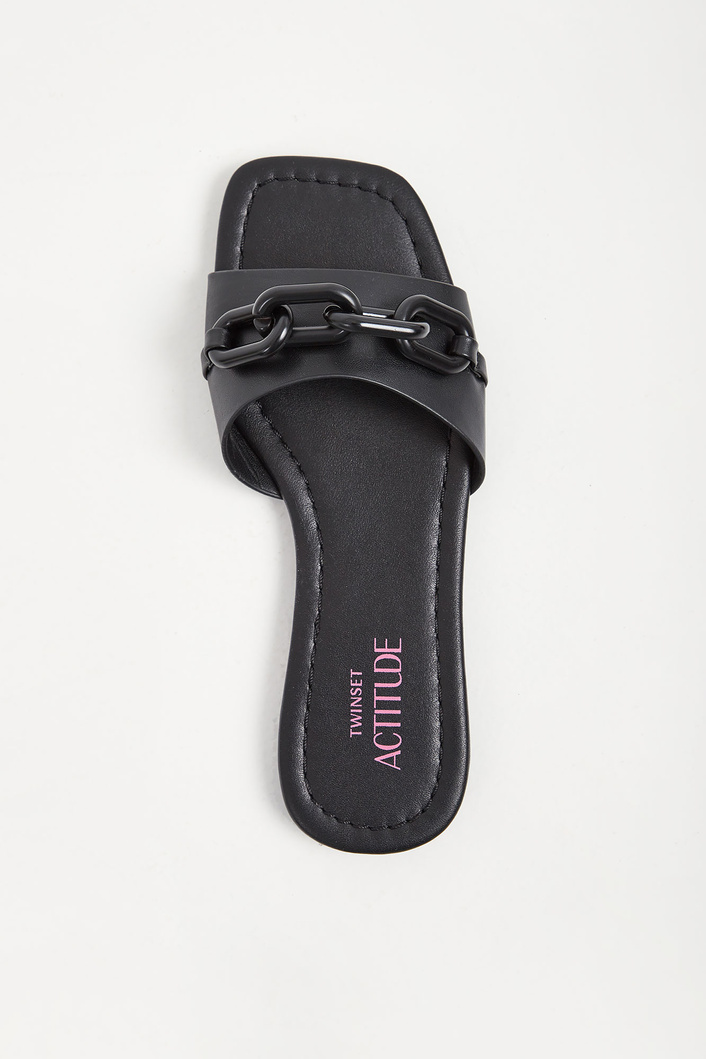 Klapki skórzane TWINSET ACTITUDE