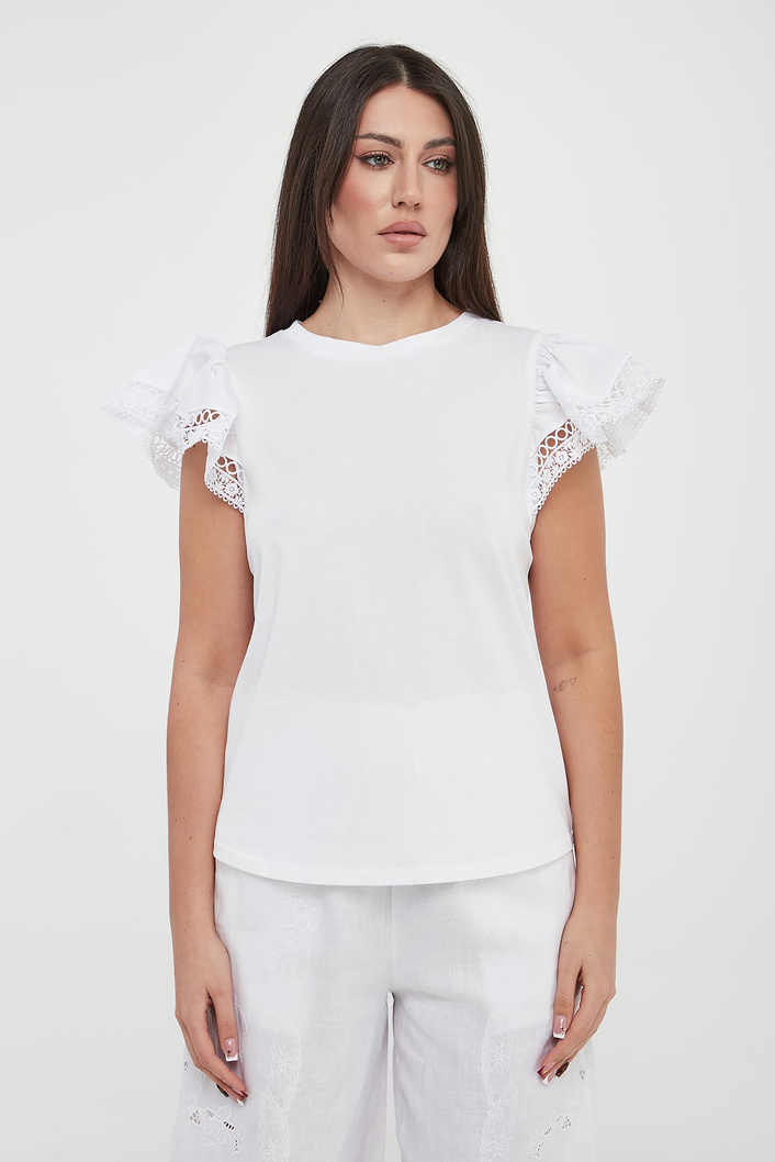 T-shirt damski z koronką TWINSET