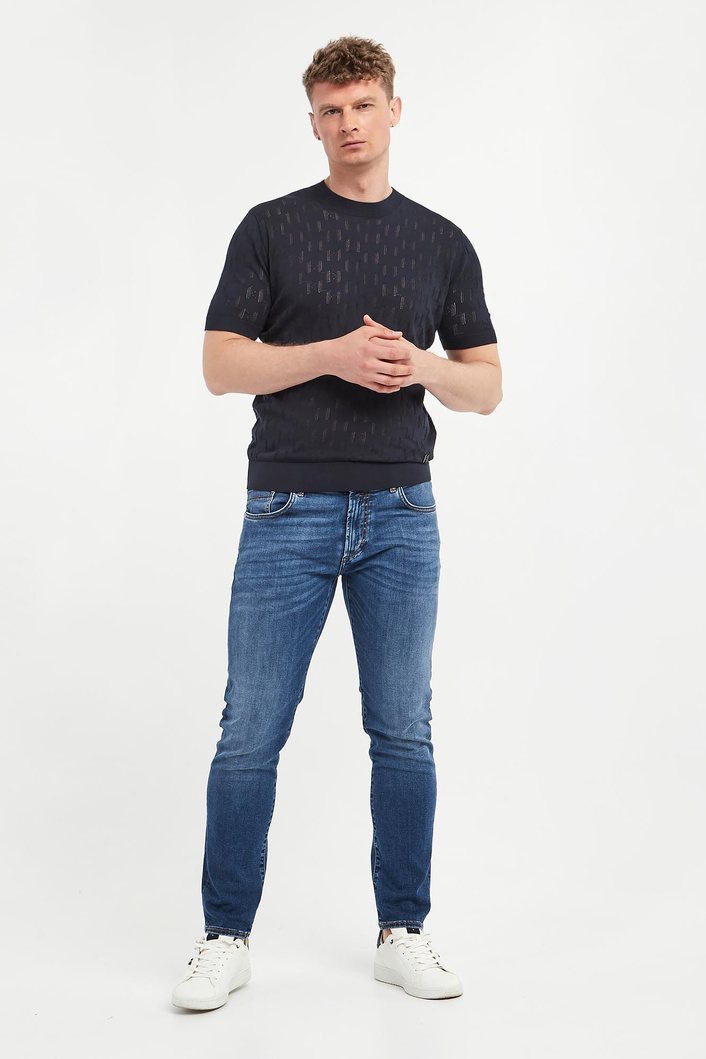T-shirt męski z ażurowym logo KARL LAGERFELD