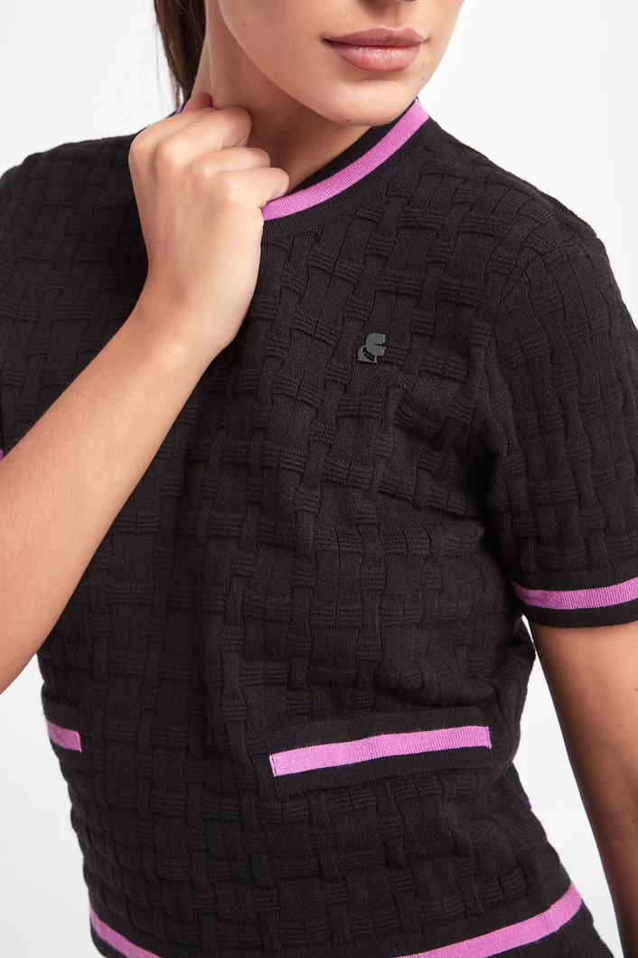 Sweter damski z krótkim rękawem KARL LAGERFELD