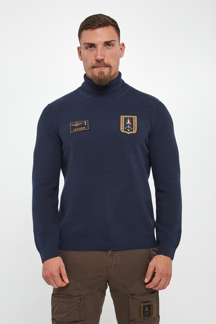 Sweter męski wełniany z golfem AERONAUTICA MILITARE