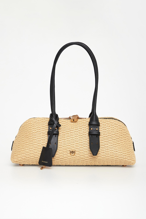 Torebka rattanowa Bowling Baguette Big PINKO
