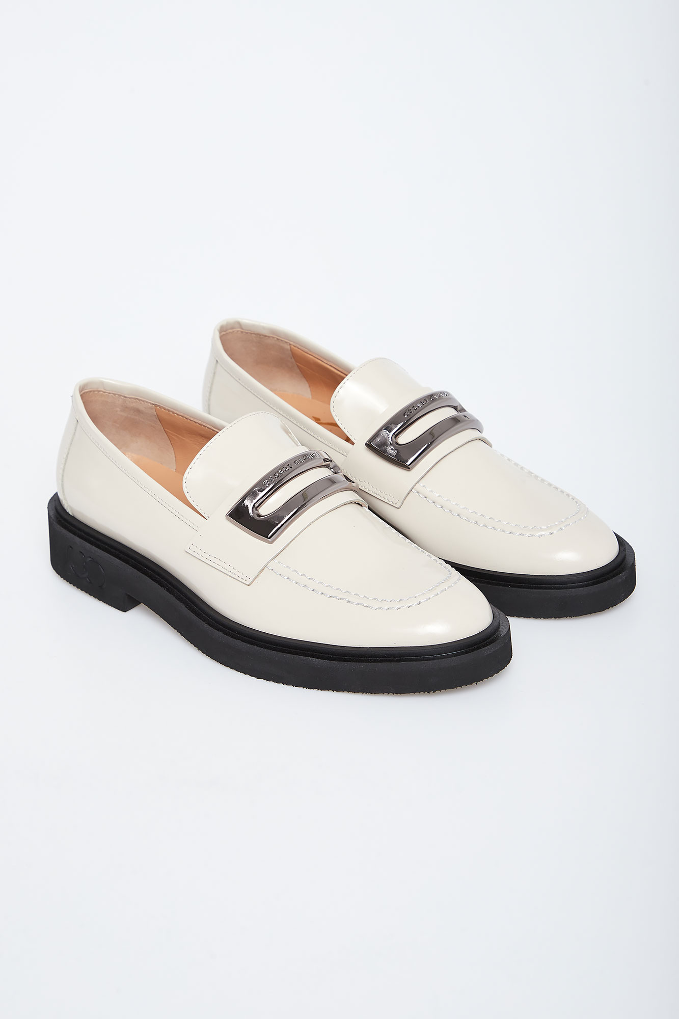 Mokasyny damskie skórzane CESARE CASADEI Ecru
