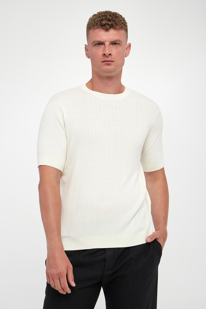 T-shirt męski dzianinowy z kaszmirem EMPORIO ARMANI