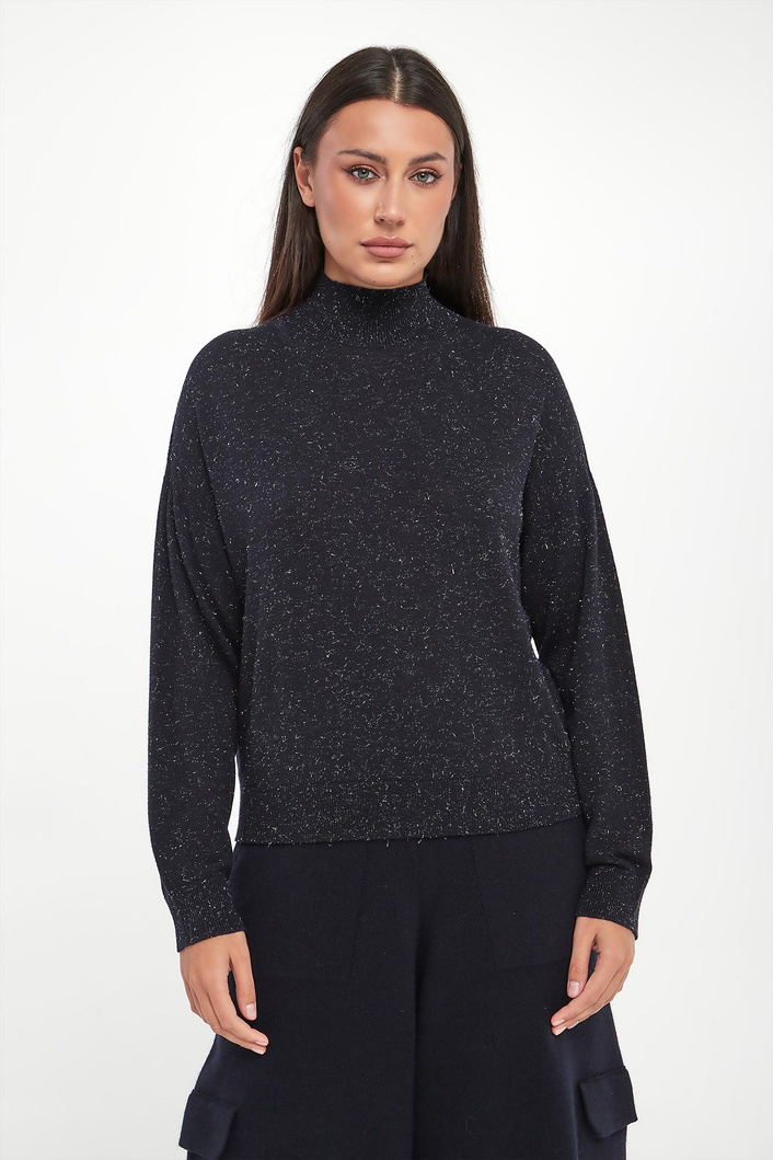 Sweter damski wełniany z nicią metaliczną PESERICO