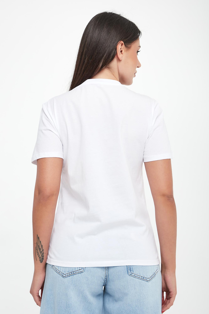 T-shirt damski z nadrukiem i cyrkoniami LIU JO