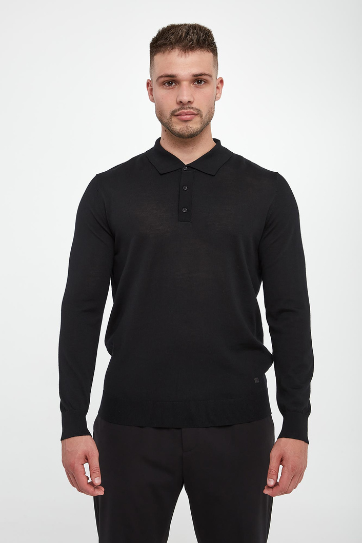 Sweter męski polo z wełny merynosów LIU JO