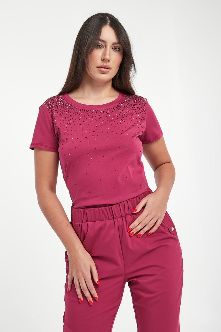 T-shirt damski z cyrkoniami LIU JO