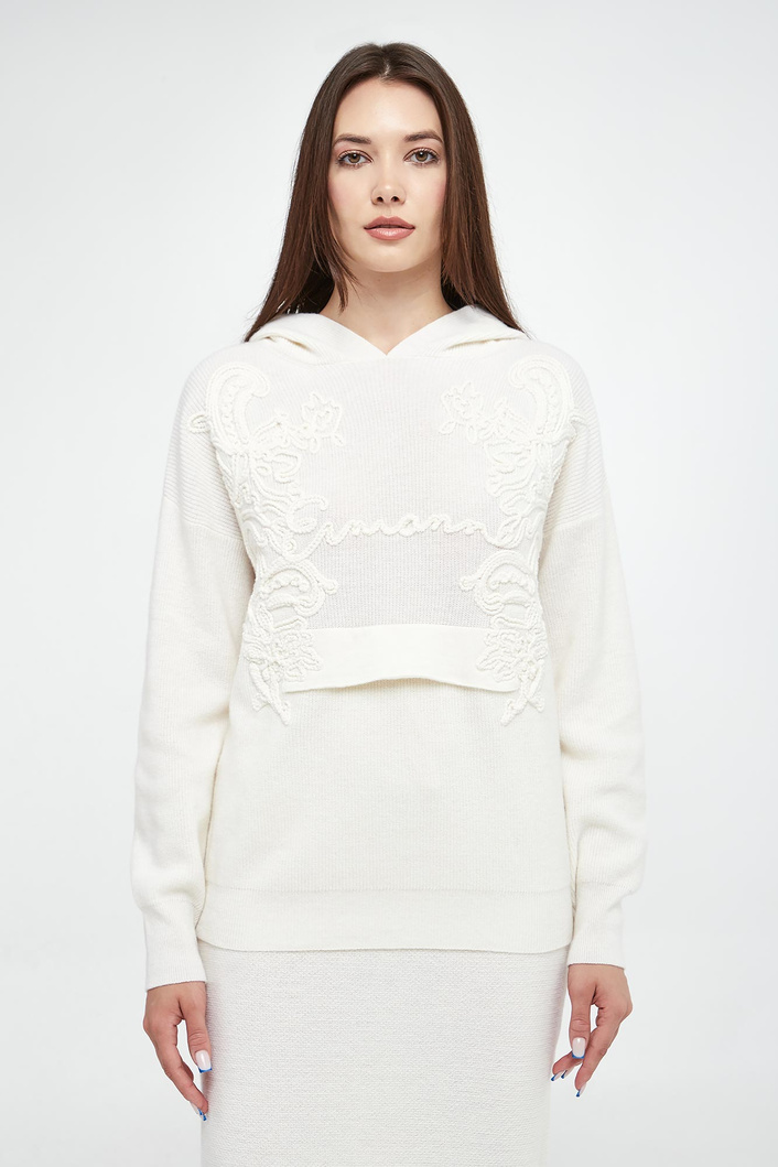 Sweter damski wełniany z kapturem ERMANNO FIRENZE