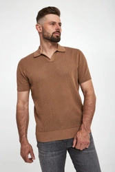 Polo męskie z dzianiny ażurowej KARL LAGERFELD