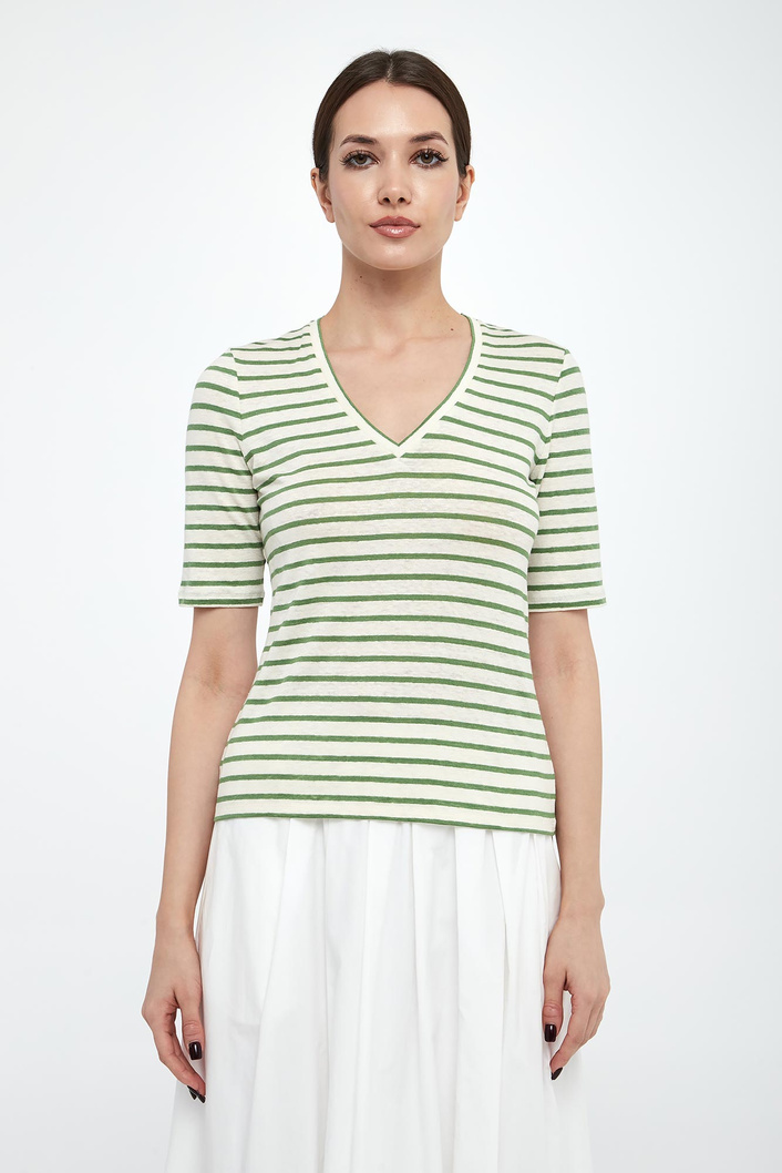 T-shirt damski lniany Opzione WEEKEND MAX MARA