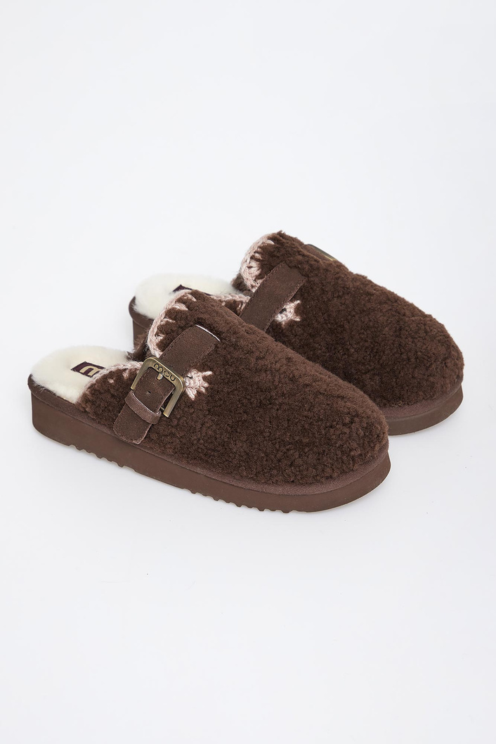 Klapki damskie skórzane Curly clog eskimo MOU