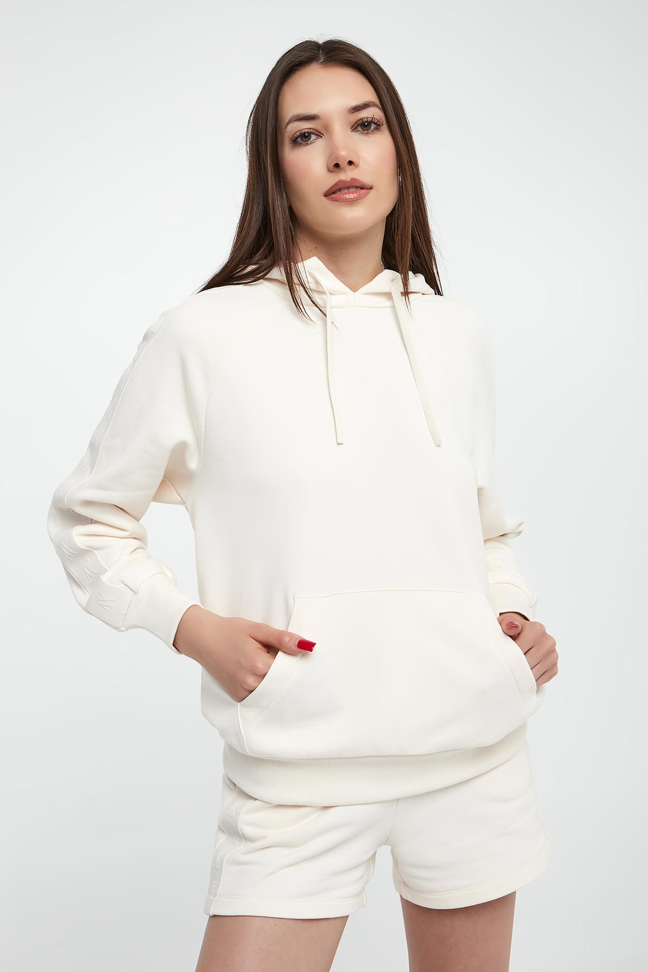 Bluza damska z kapturem ARMANI EXCHANGE Ecru Regular