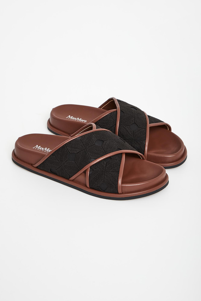 Klapki damskie skórzane Peonie MAX MARA BEACHWEAR