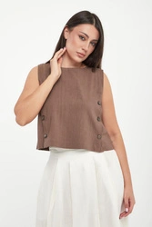 Top damski lniany Unione MARELLA MONOCHROME