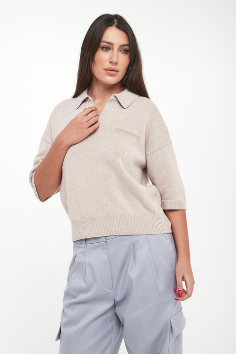 Sweter damski wełniany z kołnierzem polo PESERICO