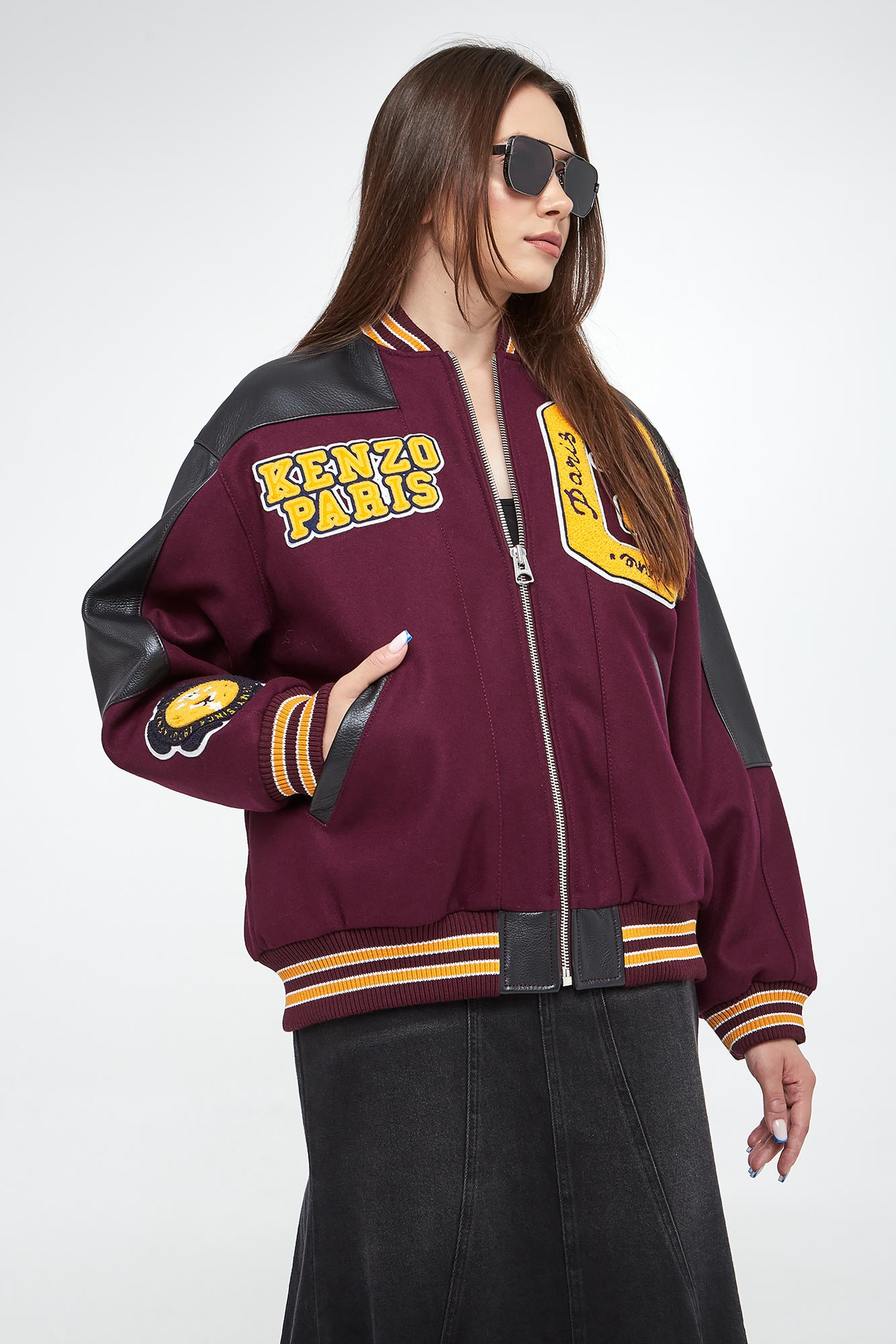 Kurtka damska wełniana KENZO Bordowy Oversize