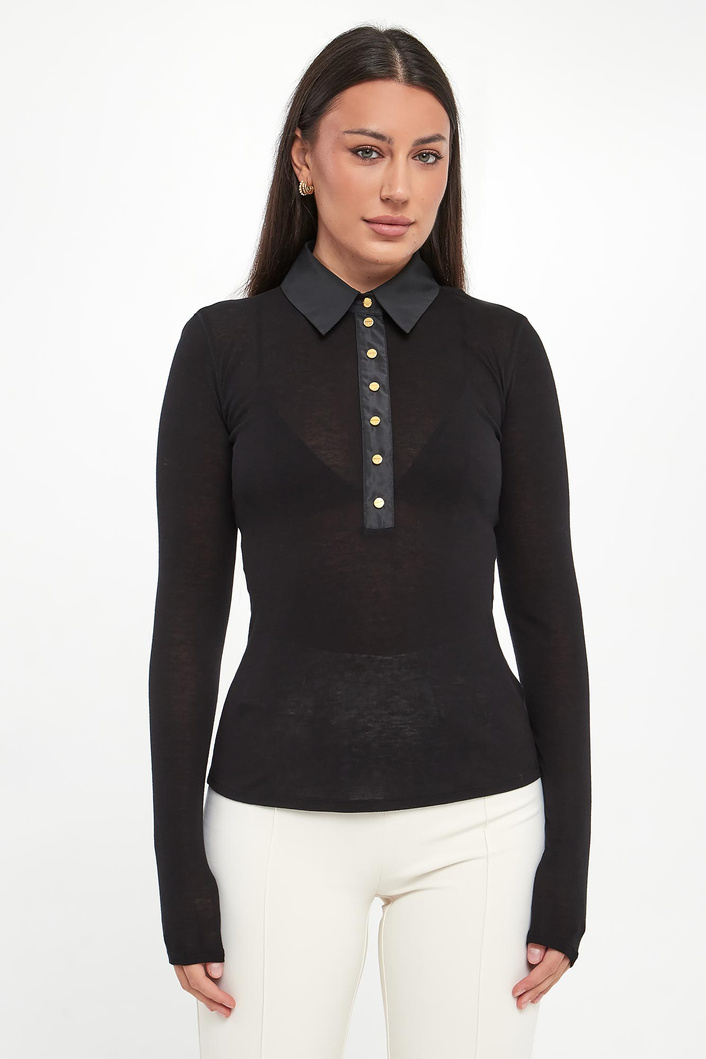 Sweter damski z kołnierzem polo ELISABETTA FRANCHI