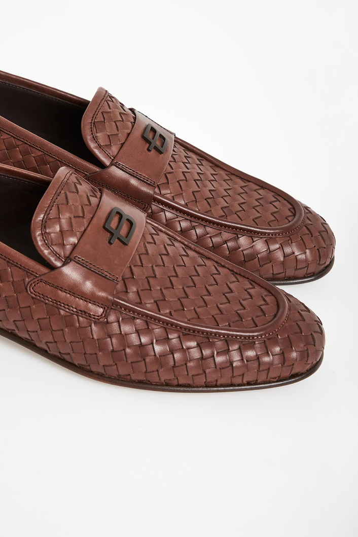 Loafersy męskie plecione skórzane BALDININI