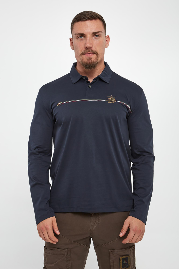 Longsleeve męski z kołnierzem polo AERONAUTICA MILITARE