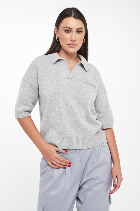 Sweter damski wełniany z kołnierzem polo PESERICO