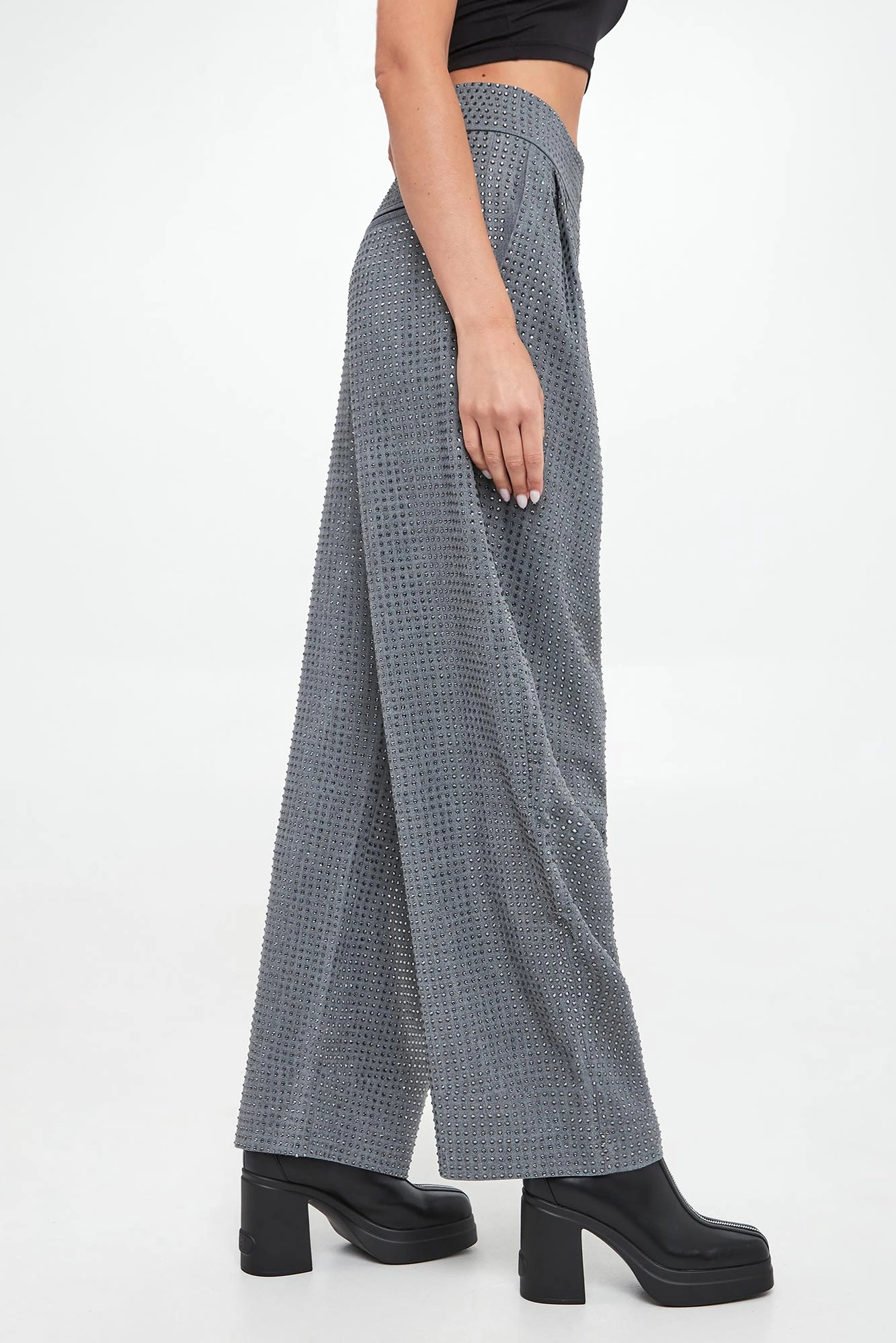 ★Konkonです★ Spodnie damskie z kryształkami Patre PINKO Szary Balloon