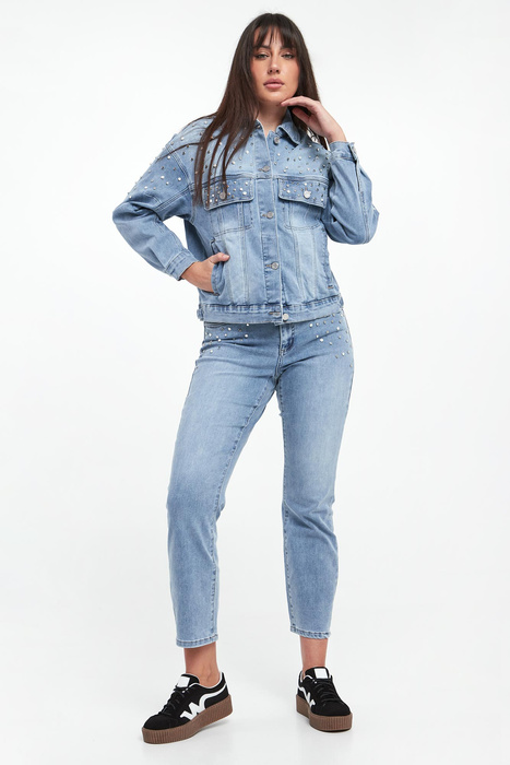 Jeansy damskie z kryształkami JOSEPH RIBKOFF