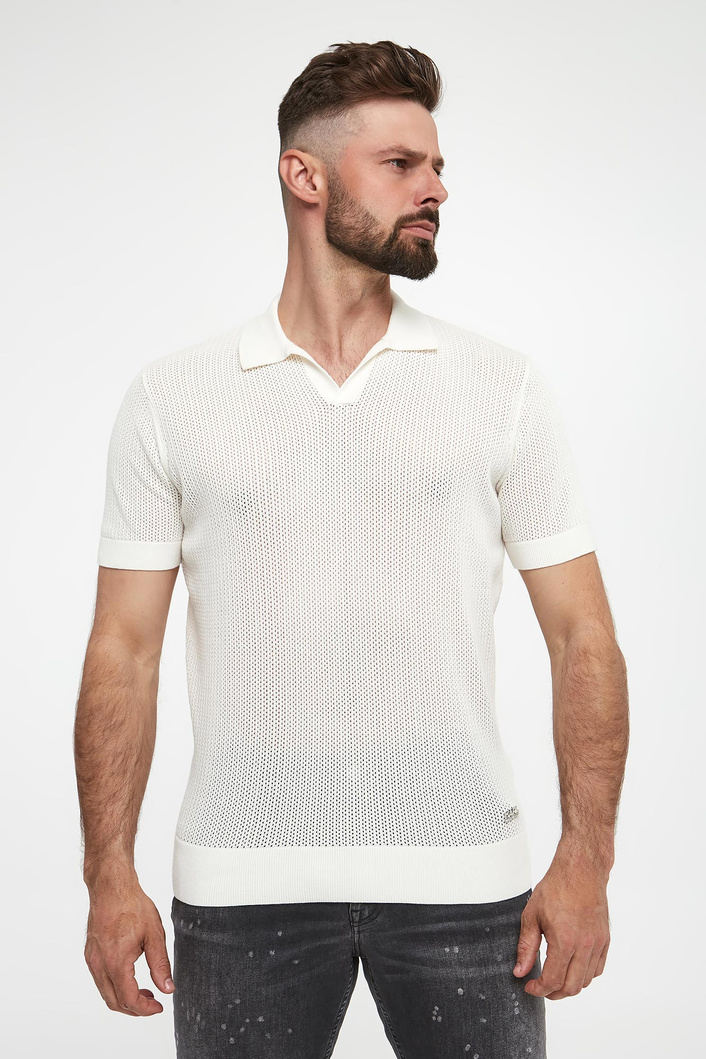 Polo męskie z dzianiny ażurowej KARL LAGERFELD